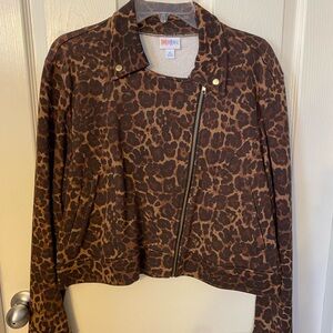 🤎 LuLaRoe Presley Brown Leopard Print Moto Jacket